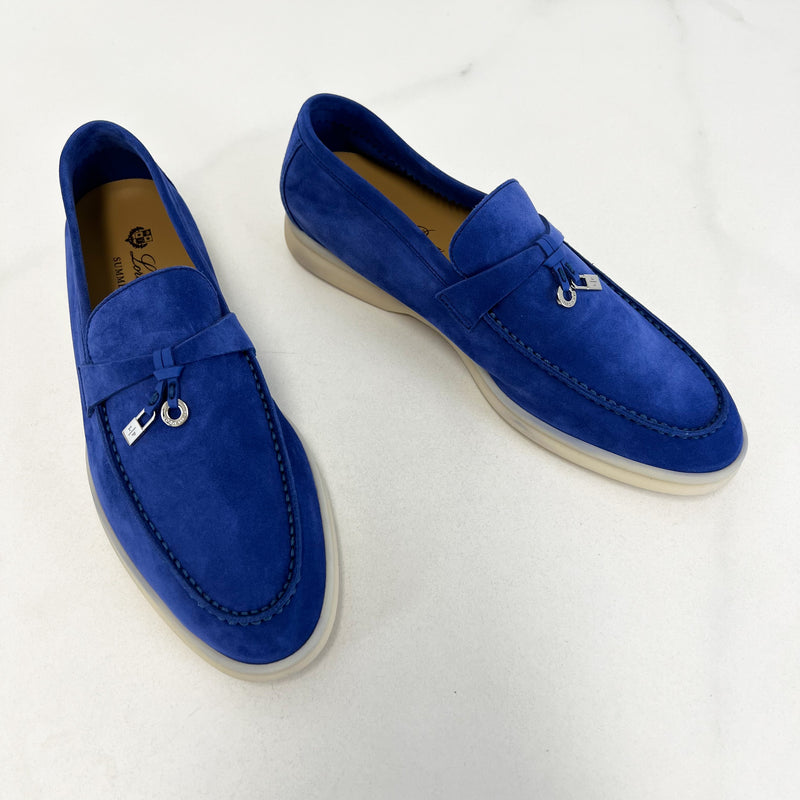 Loro Piana Blue Summer Charms Walk Loafer Size 38