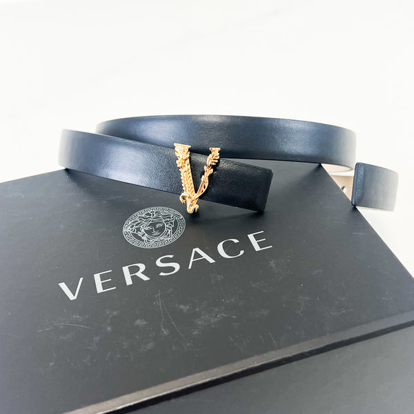 Versace V Baroque Black Belt 20mm Size 80