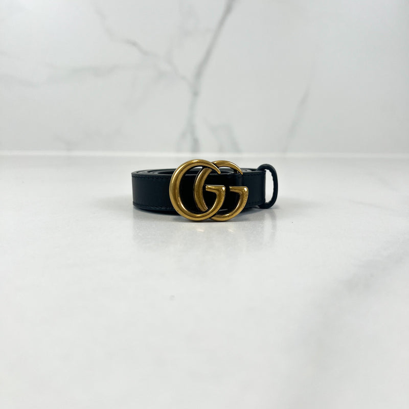 Gucci GG Black Belt 20mm Size 80