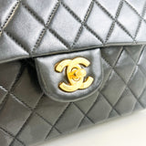 Chanel CC Small Vintage Lambskin Black Classic Double Flap Shoulder Bag