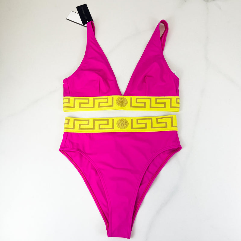 Versace Pink Greca Two piece Swimsuit Size 4