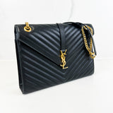 Saint Laurent Black Large Envelope Bag with GHW