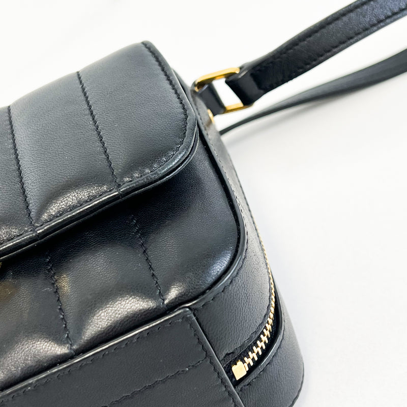 Saint Laurent Mini Black Vicky Smooth Leather Shoulder Bag