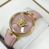 Versace Pink 36mm Empire Leather Strap Watch