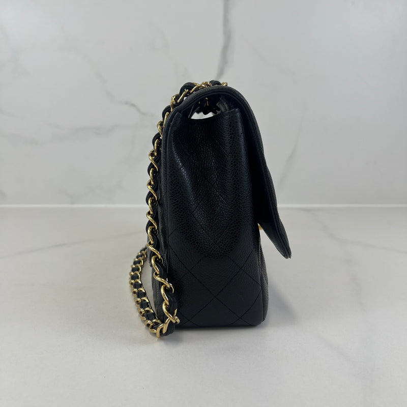 Chanel Classic Jumbo Single Flap Caviar Shoulder Bag GHW