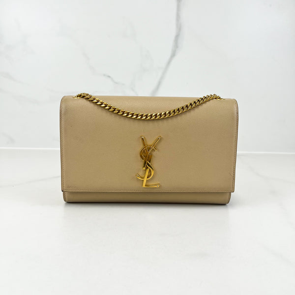 Saint Laurent Beige Kate Medium Chain Bag with GHW