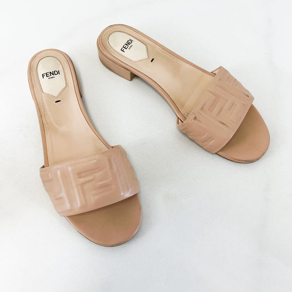 Fendi FF Motif Slip On Sandals Size 39