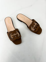 Gucci Tan Interlocking G Slides Size 37