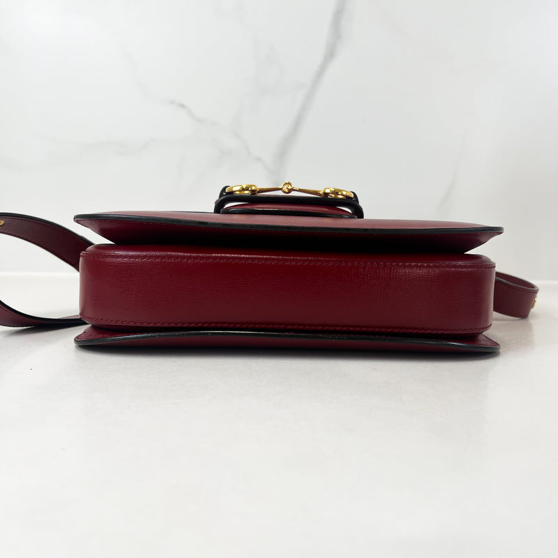 Gucci Horsebit 1955 Small Shoulder Bag in Red Leather