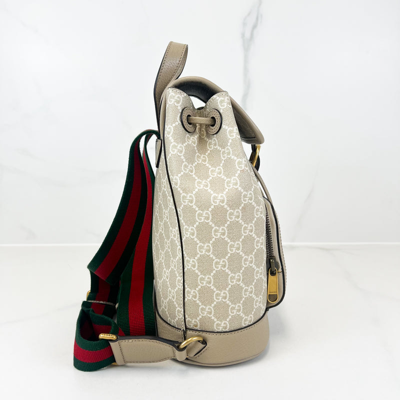 Gucci Small Backpack with GG in Beige & White Supreme