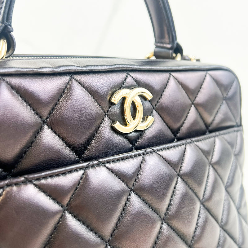 Chanel Calfskin Double Zip Trendy Bowling Bag