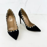 Valentino Black Suede Rockstud Pumps 95mm Size 36