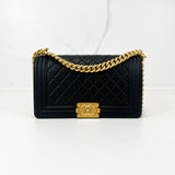 Chanel Black Old Medium Calfskin Boy Bag GHW