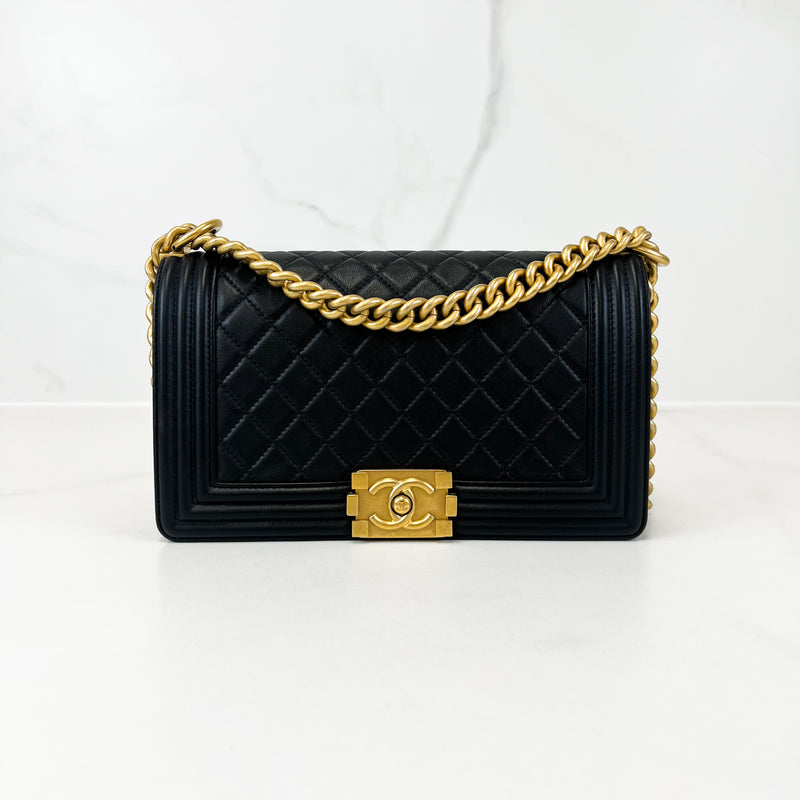 Chanel Black Old Medium Calfskin Boy Bag GHW