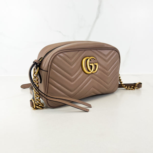 Gucci Beige GG Small Marmont Matelasse Shoulder Bag