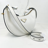 Prada White Arqué Small Leather Shoulder Bag