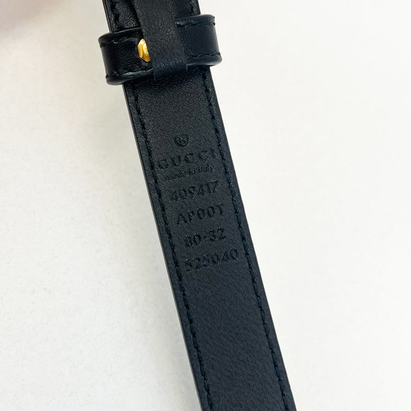 Gucci GG Black Belt 20mm Size 80