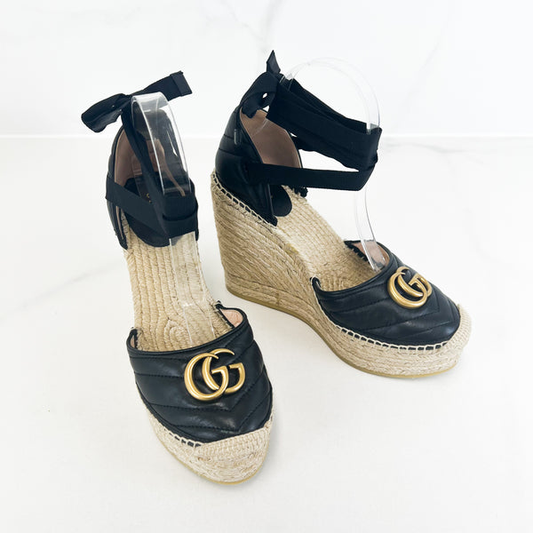 Gucci GG Marmont Espadrilles Wedges Size 38