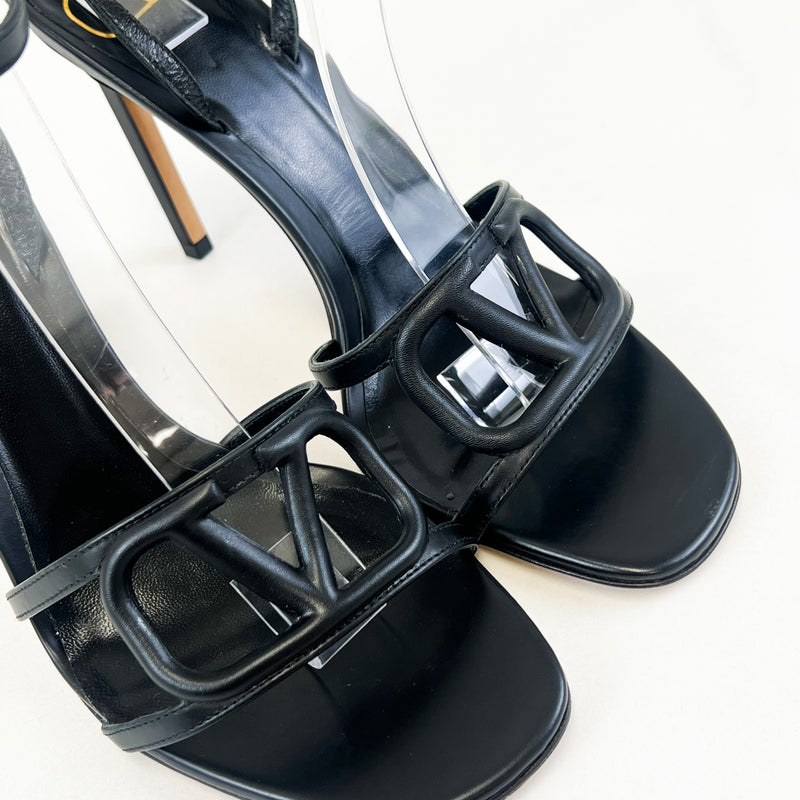 Valentino Black Leather Sandal Size 37.5