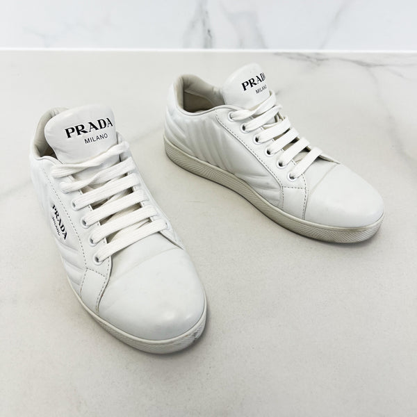 Prada White Leather Sneaker Size 36