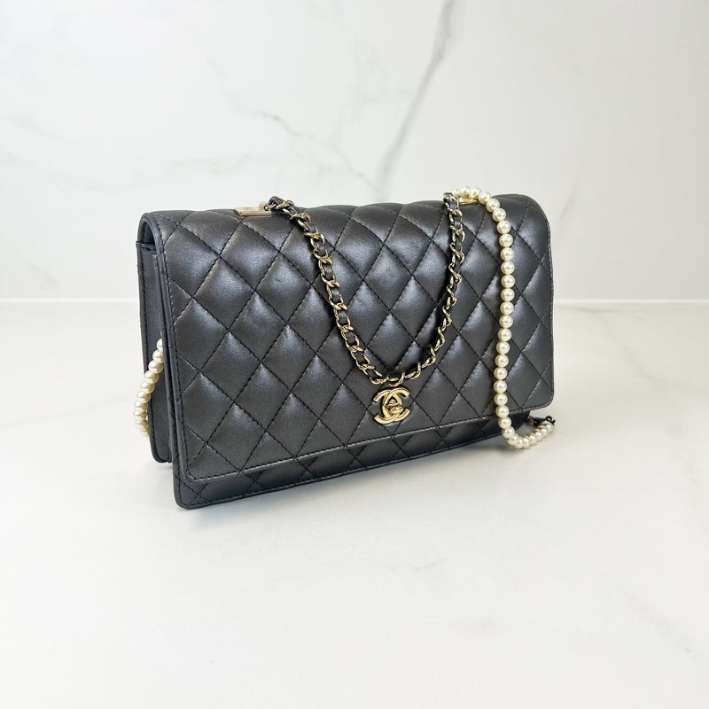 Chanel Silver Calfskin Large Shoulder Bag