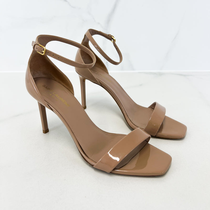 Saint Laurent Patent Calfskin Amber 85 Ankle Strap Size 38