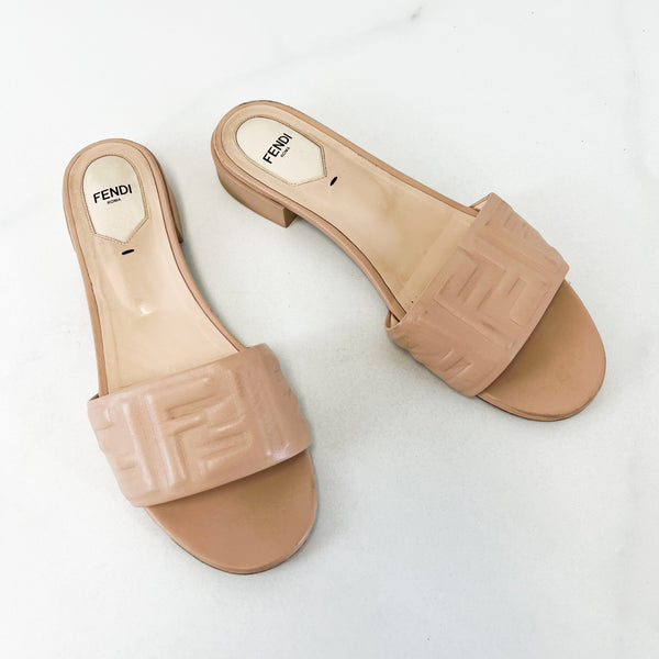 Fendi FF Motif Slip On Sandals Size 39