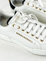 Dolce & Gabbana Portofino Calfskin Leather Sneaker with Pearl