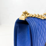 Chanel Blue Old Medium Caviar Boy Bag with Antique Gold Hardware