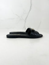 Chanel Black Quilted Leather Slides Size 39