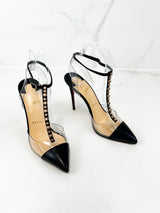 Christian Louboutin PVC/Leather Nosy Spikes 100 Pumps Size 37.5