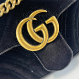 Gucci GG Marmont Matelasse Mini Black Velvet Flap Shoulder Bag