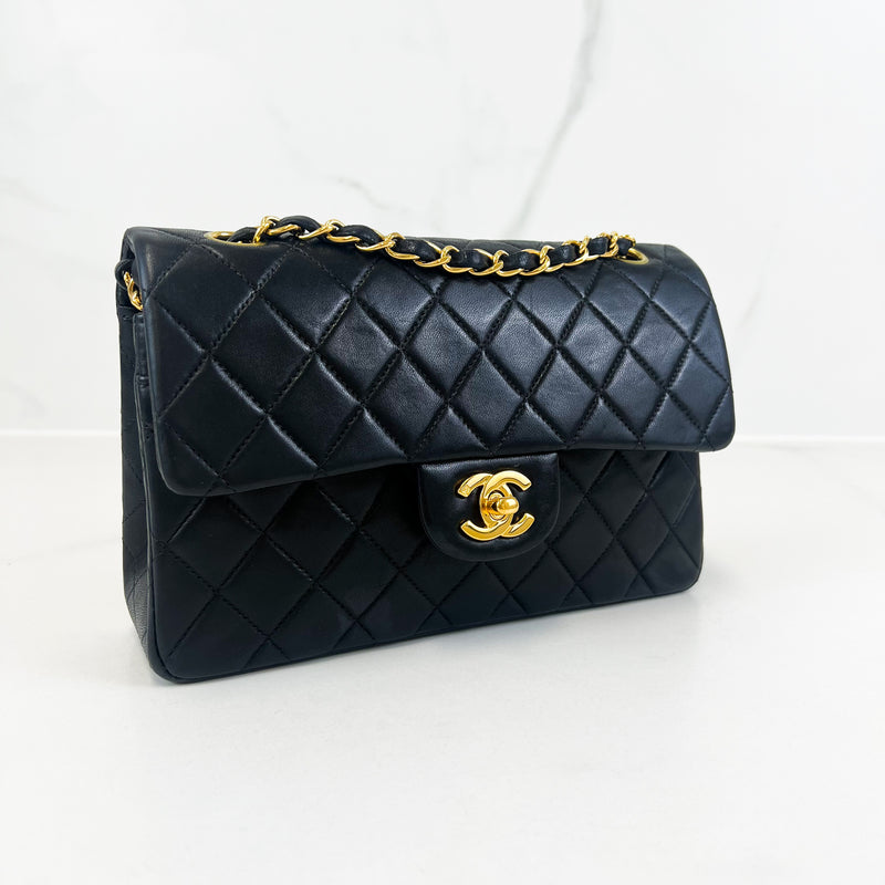 Chanel CC Small Vintage Lambskin Black Classic Double Flap Shoulder Bag