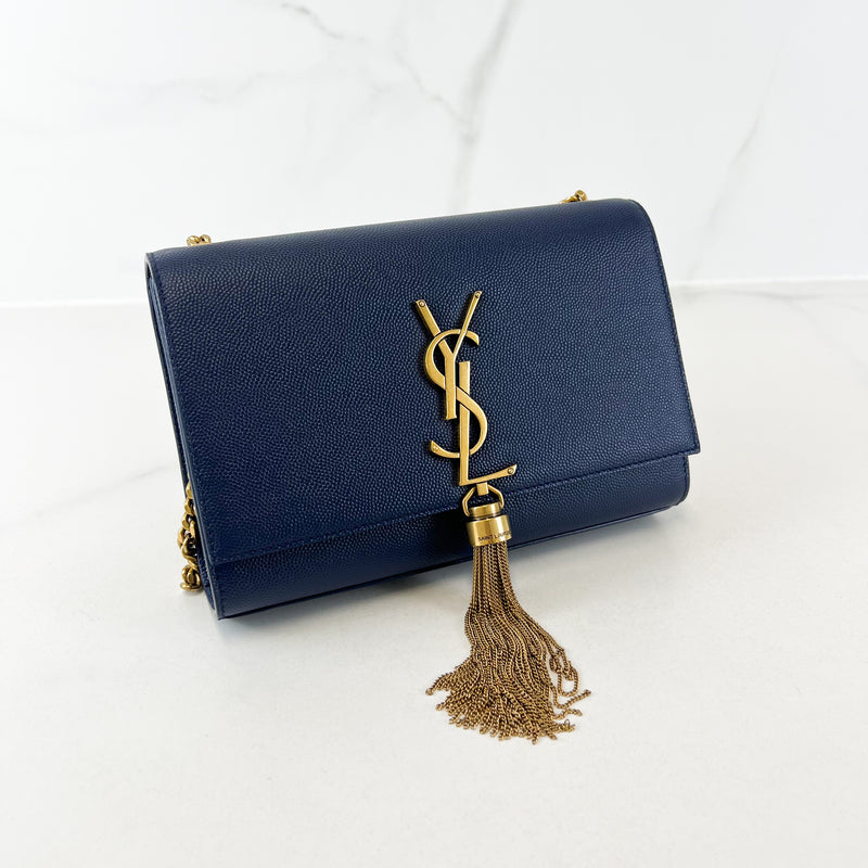 Saint Laurent Blue Kate Tassel Small Leather Chain Bag