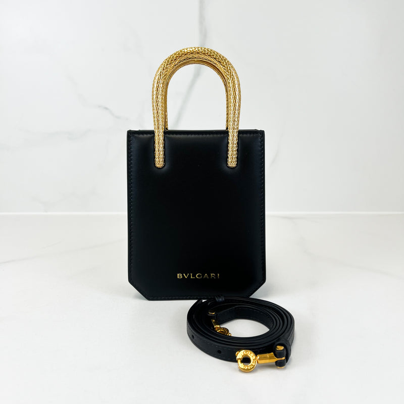 Bvlgari Black Leather Serpenti Mini Tote