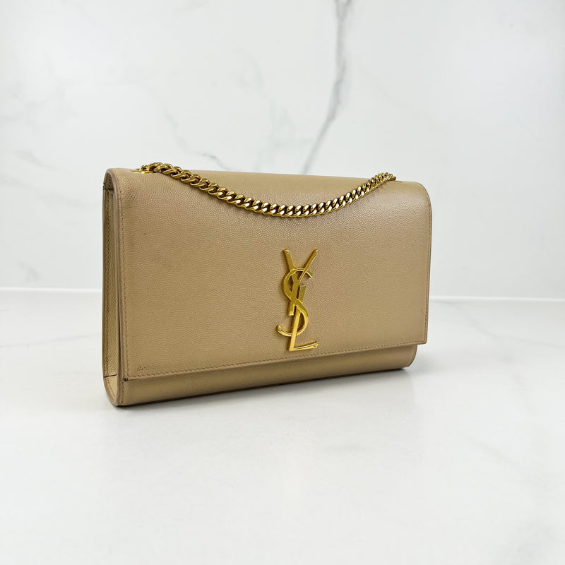 Saint Laurent Beige Kate Medium Chain Bag with GHW