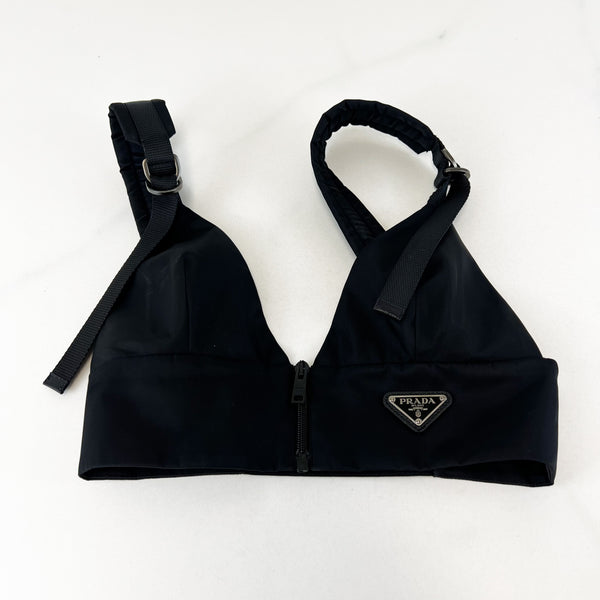 Prada Black Re-Nylon Gabardine Top Size 38