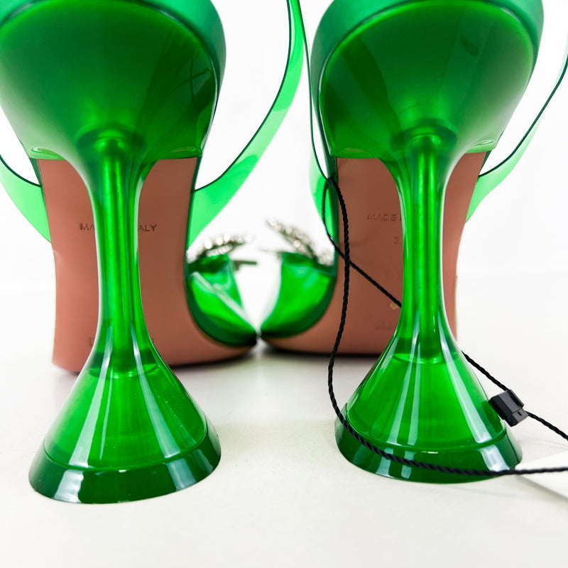 Amina Muaddi Rosie Green PVC Pump 95cm Size 36