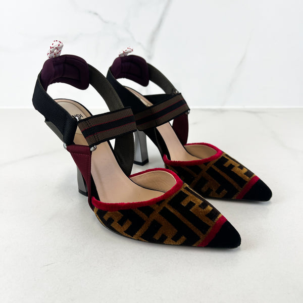 Fendi Colibri Velvet FF Pumps Size 36