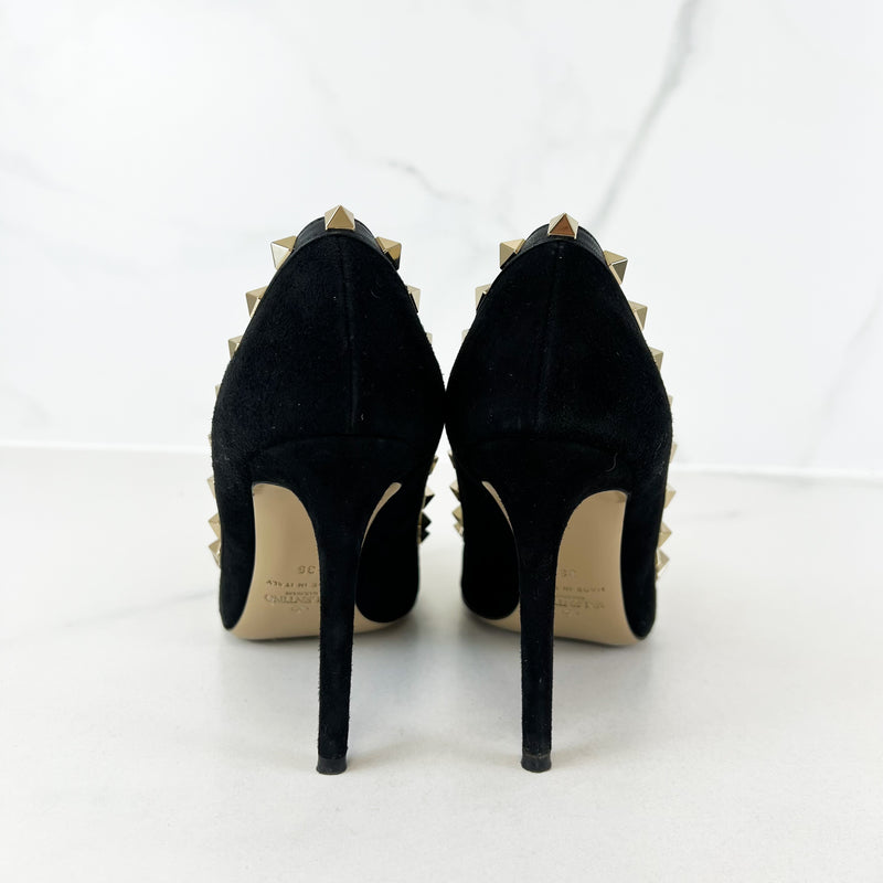 Valentino Black Suede Rockstud Pumps 95mm Size 36