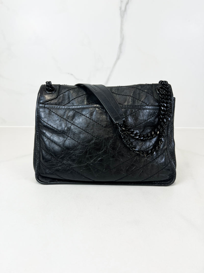 Saint Laurent Nikki Small Chain Bag in Crinkled Leather