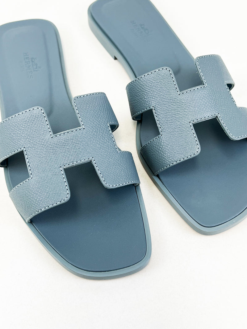 Hermes Epsom Leather Oran Sandals Size 38