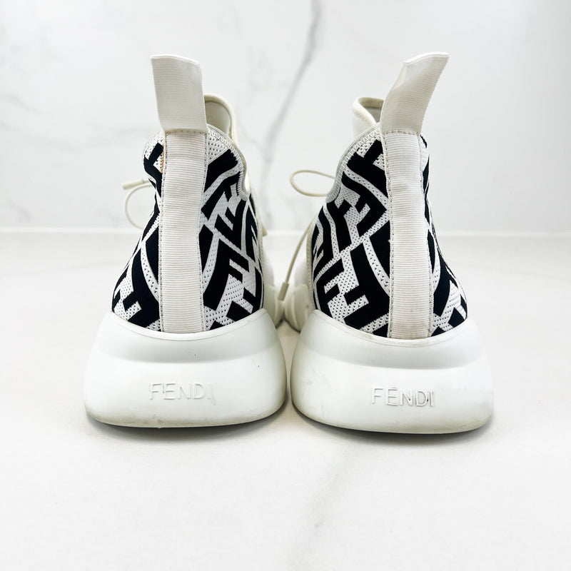 Fendi Motif Mesh ‘High’ White Sneakers Size 40