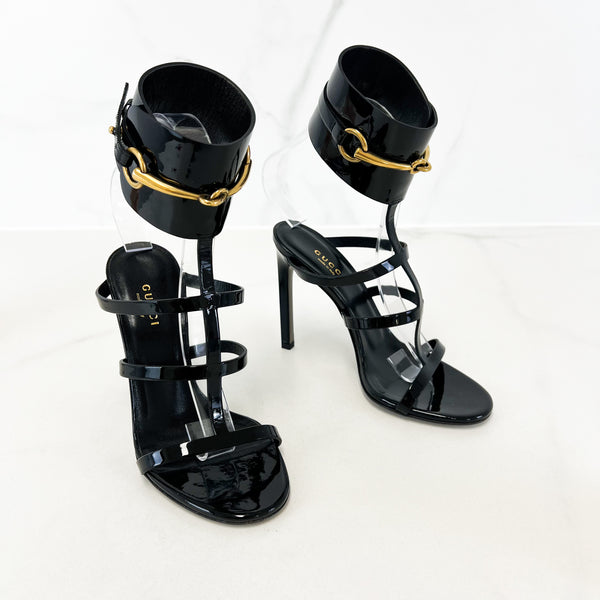 Gucci Patent Cuff Sandal Heel Size 35.5