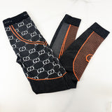 Gucci GG Jacquard Jersey Black/Orange Leggings Size Small