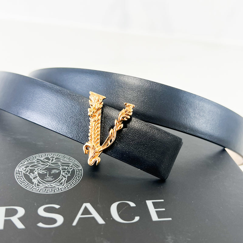 Versace V Baroque Black Belt 20mm Size 80