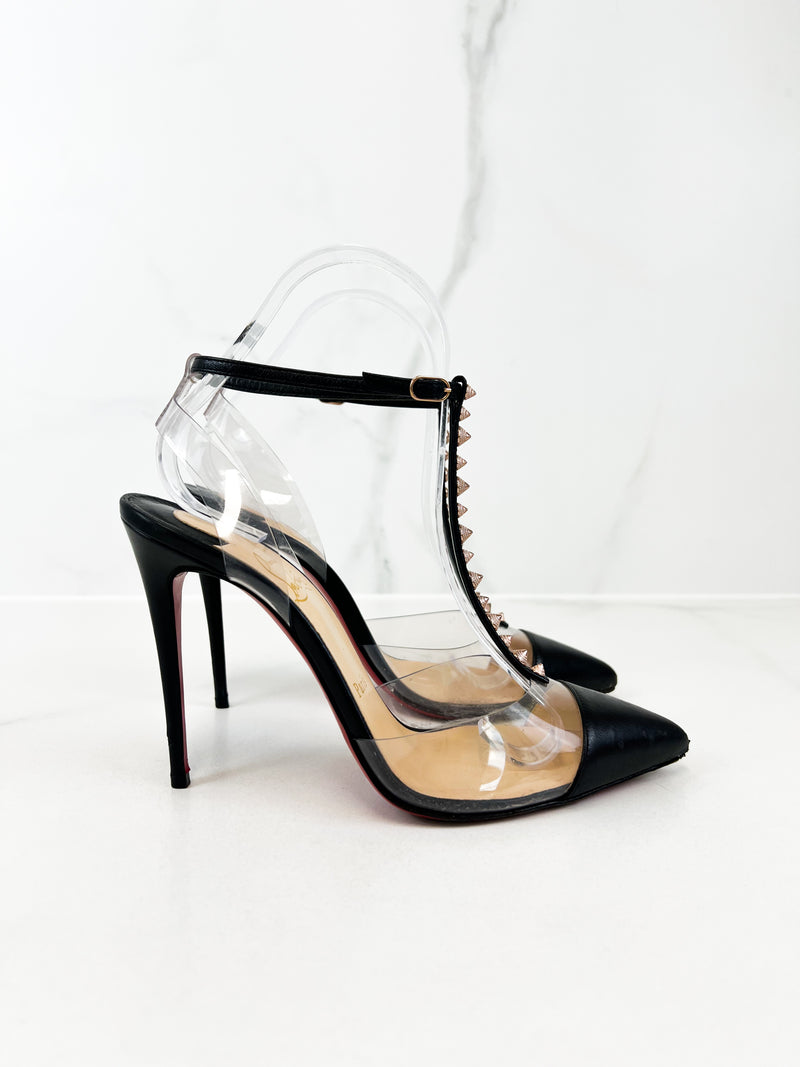 Christian Louboutin PVC/Leather Nosy Spikes 100 Pumps Size 37.5