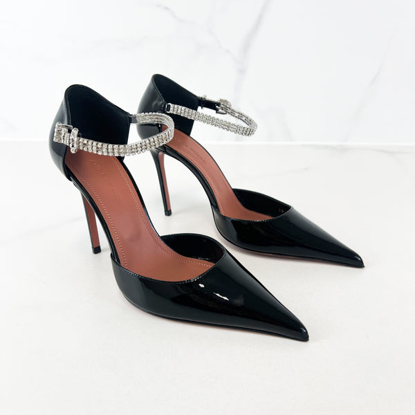 Amina Muaddi Ursina Black Patent Pump Size 36