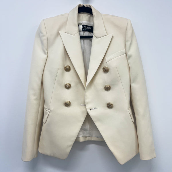 Balmain White Blazer with Gold Buttons Size 38