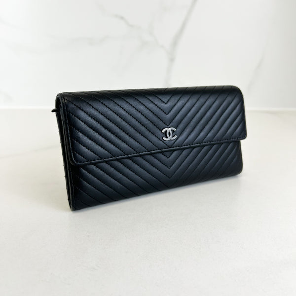 Chanel Chevron Black Wallet